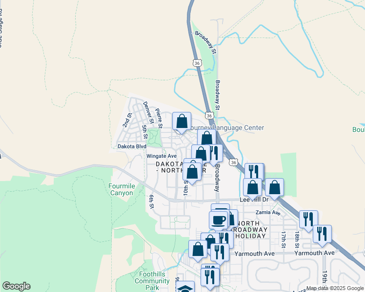 map of restaurants, bars, coffee shops, grocery stores, and more near 4963 10th Street in Boulder