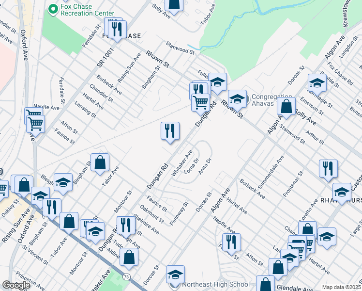 map of restaurants, bars, coffee shops, grocery stores, and more near 7822 Whitaker Avenue in Philadelphia
