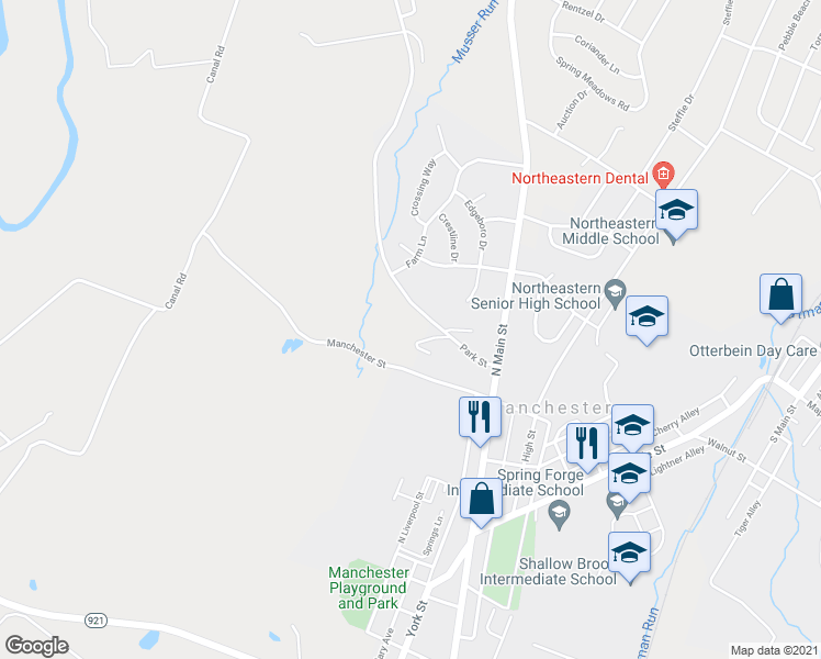 map of restaurants, bars, coffee shops, grocery stores, and more near 177 Cold Springs Drive in Manchester