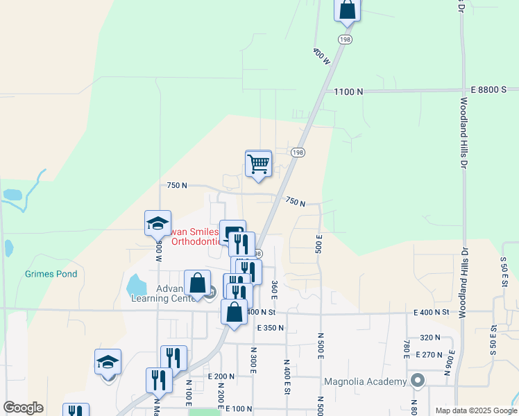 map of restaurants, bars, coffee shops, grocery stores, and more near 705 South State Road in Salem
