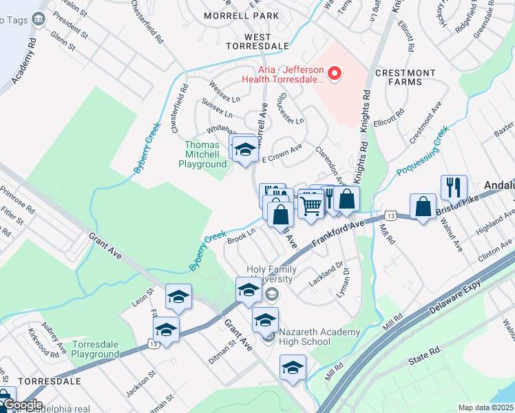 map of restaurants, bars, coffee shops, grocery stores, and more near 3778 Morrell Avenue in Philadelphia