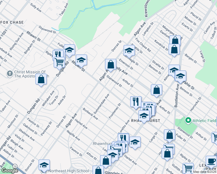 map of restaurants, bars, coffee shops, grocery stores, and more near in Philadelphia