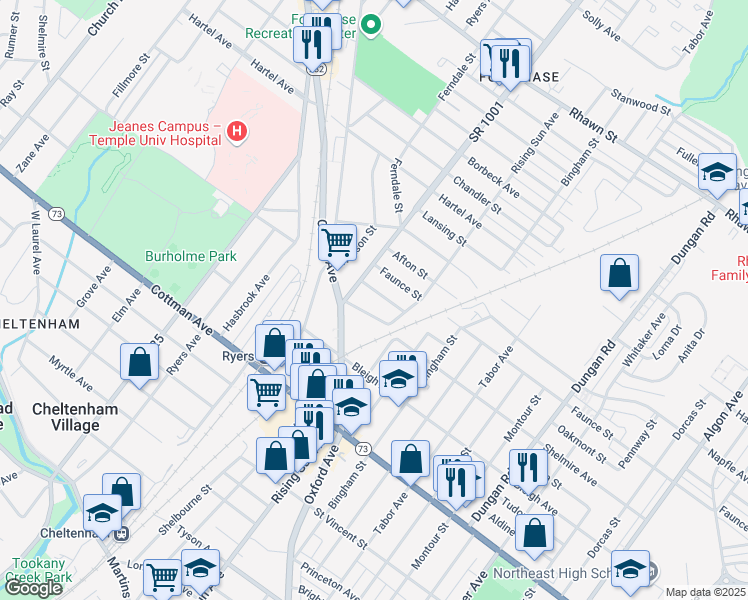 map of restaurants, bars, coffee shops, grocery stores, and more near 926 Shelmire Avenue in Philadelphia