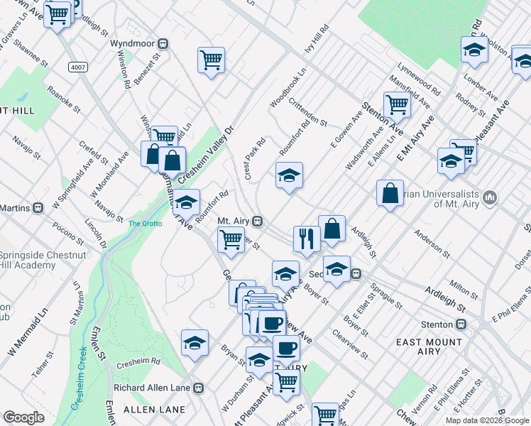 map of restaurants, bars, coffee shops, grocery stores, and more near in Philadelphia