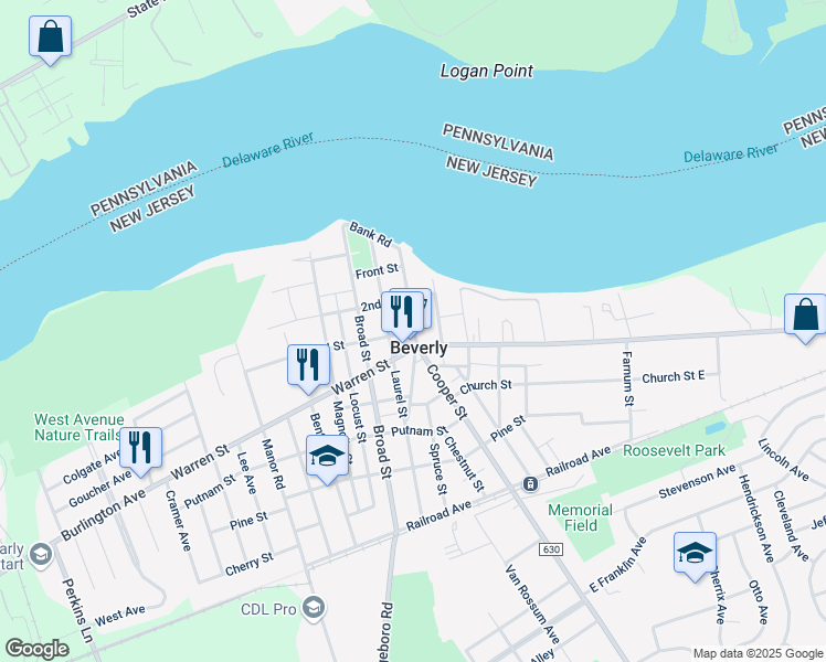 map of restaurants, bars, coffee shops, grocery stores, and more near in Beverly