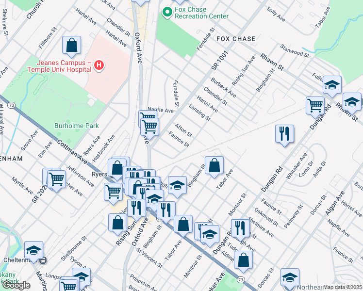 map of restaurants, bars, coffee shops, grocery stores, and more near 946 Oakmont Street in Philadelphia