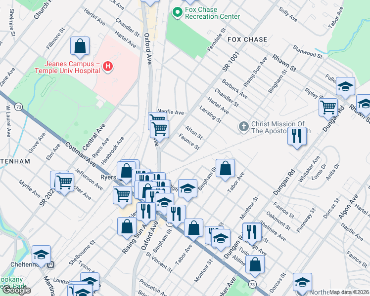 map of restaurants, bars, coffee shops, grocery stores, and more near 946 Oakmont Street in Philadelphia