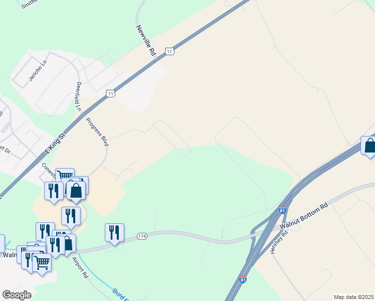 map of restaurants, bars, coffee shops, grocery stores, and more near 135 Cardinal Drive in Shippensburg
