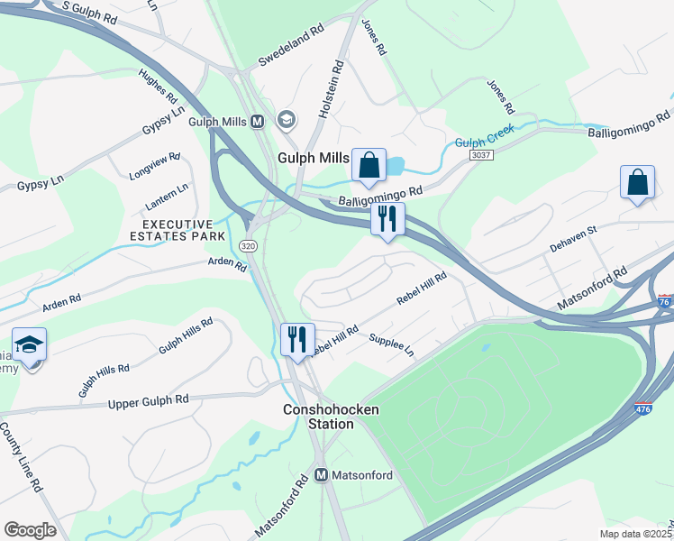 map of restaurants, bars, coffee shops, grocery stores, and more near 140 Lemonton Way in Wayne