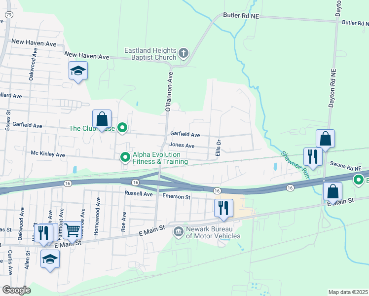 map of restaurants, bars, coffee shops, grocery stores, and more near 851 Jones Avenue in Newark