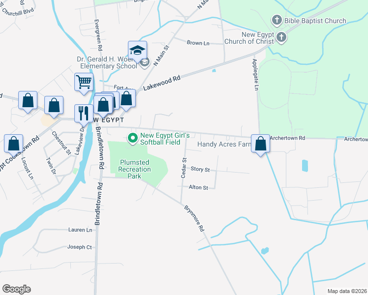 map of restaurants, bars, coffee shops, grocery stores, and more near 2 Cedar Street in Plumsted