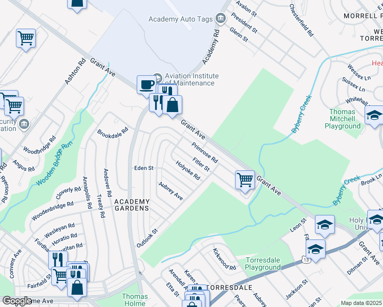 map of restaurants, bars, coffee shops, grocery stores, and more near 3429 Fitler Street in Philadelphia