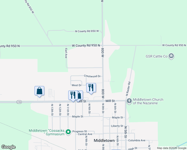map of restaurants, bars, coffee shops, grocery stores, and more near 813 Earl Ave in Middletown