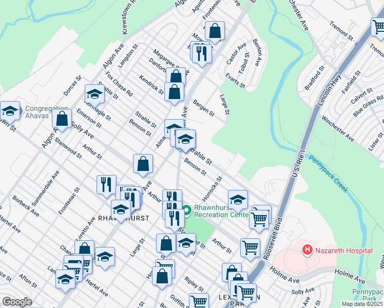 map of restaurants, bars, coffee shops, grocery stores, and more near in Philadelphia