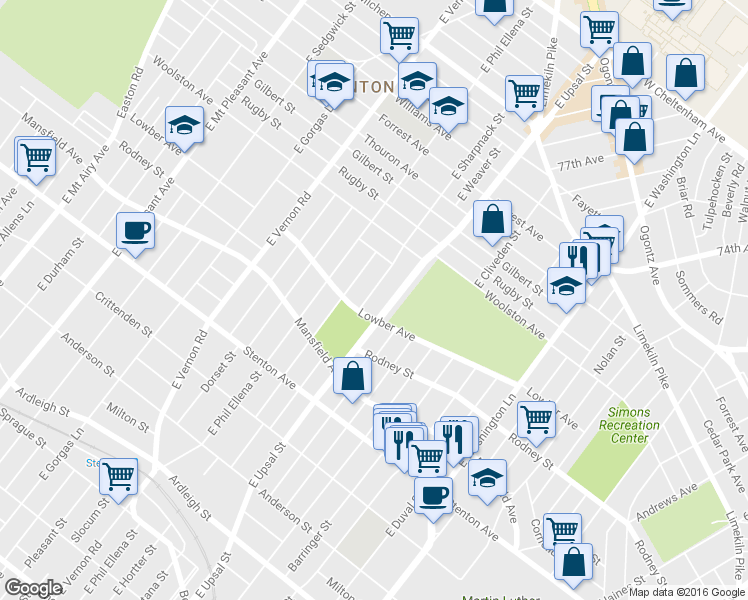 map of restaurants, bars, coffee shops, grocery stores, and more near 1116 East Sharpnack Street in Philadelphia