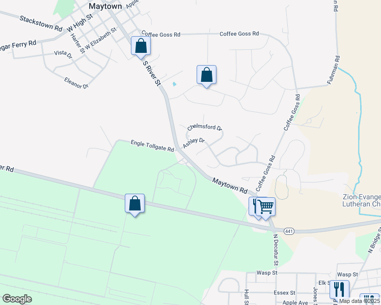 map of restaurants, bars, coffee shops, grocery stores, and more near 26 Ashley Drive in Marietta