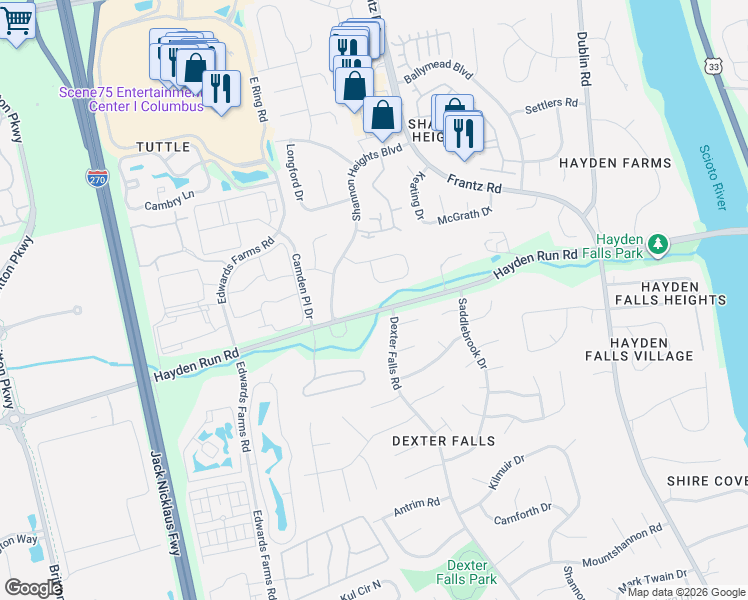 map of restaurants, bars, coffee shops, grocery stores, and more near 3963 Cedric Lane in Dublin