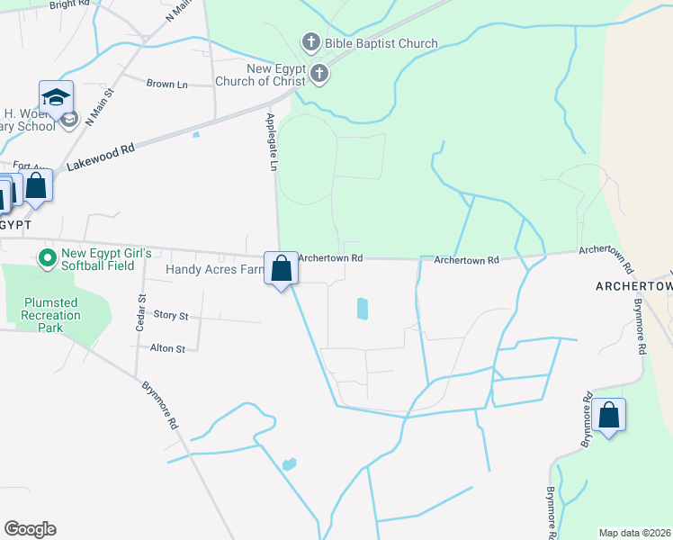 map of restaurants, bars, coffee shops, grocery stores, and more near 18 Archertown Road in Plumsted