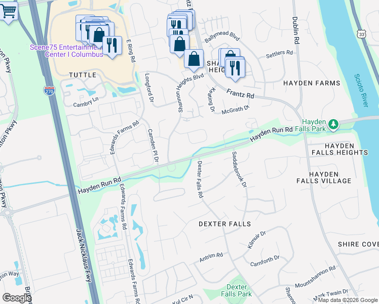 map of restaurants, bars, coffee shops, grocery stores, and more near 3963 Cedric Lane in Dublin