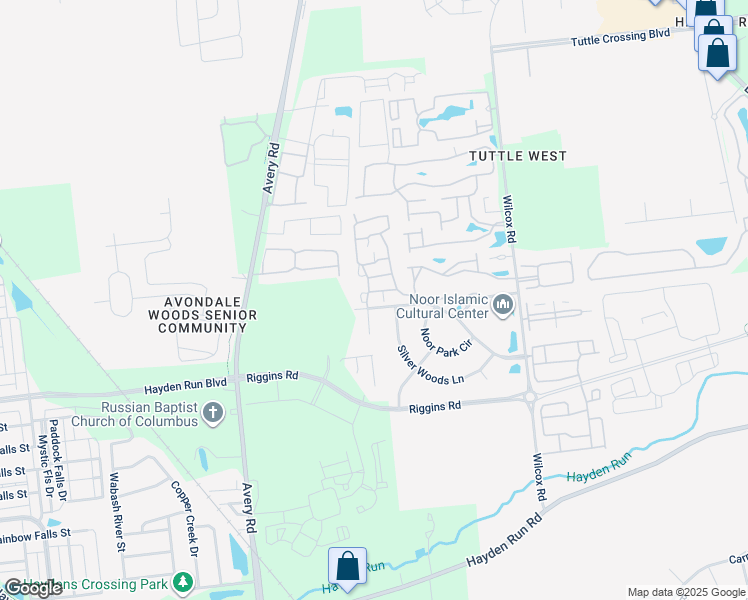 map of restaurants, bars, coffee shops, grocery stores, and more near 5099 Vinings Boulevard in Dublin