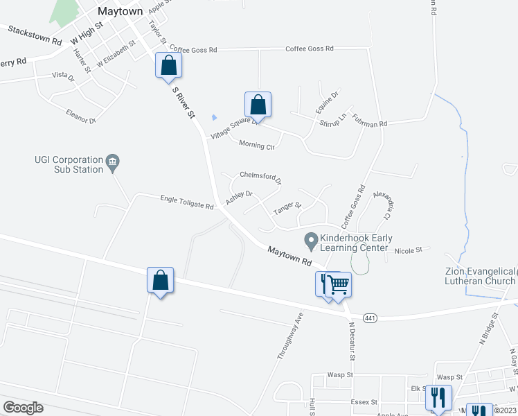 map of restaurants, bars, coffee shops, grocery stores, and more near 207 Chelmsford Drive in Marietta