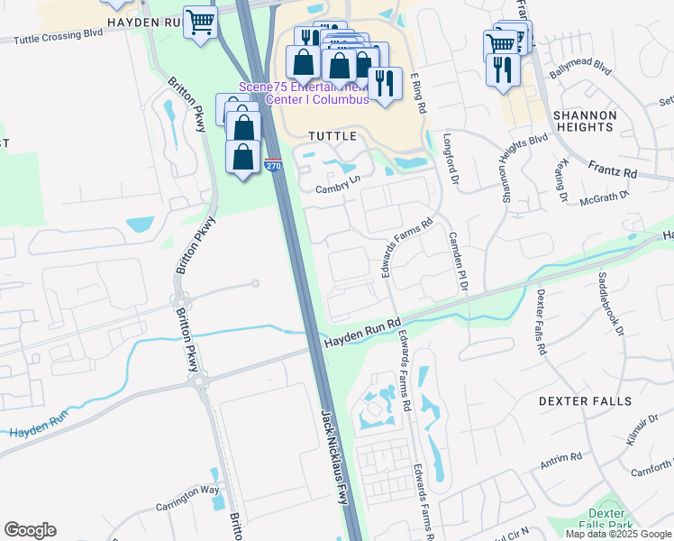 map of restaurants, bars, coffee shops, grocery stores, and more near 5541 Bowland Place North in Dublin