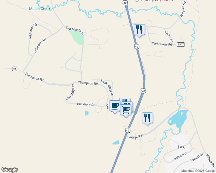 map of restaurants, bars, coffee shops, grocery stores, and more near 130 Eagle Ridge Drive in Granby