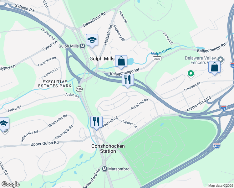 map of restaurants, bars, coffee shops, grocery stores, and more near 170 Lemonton Way in Wayne