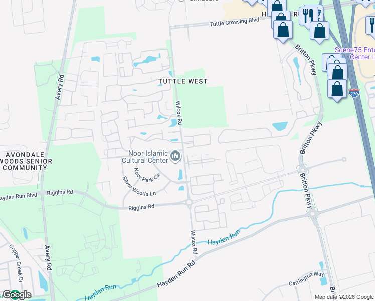 map of restaurants, bars, coffee shops, grocery stores, and more near 4867 Rays Circle in Dublin