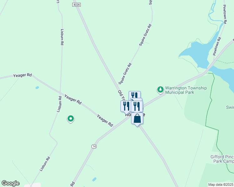 map of restaurants, bars, coffee shops, grocery stores, and more near 90 Old York Rd in Wellsville