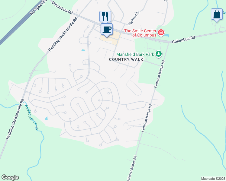 map of restaurants, bars, coffee shops, grocery stores, and more near 225 Wagon Wheel Lane in Mansfield