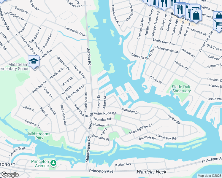 map of restaurants, bars, coffee shops, grocery stores, and more near 168 Cliff Road in Brick Township