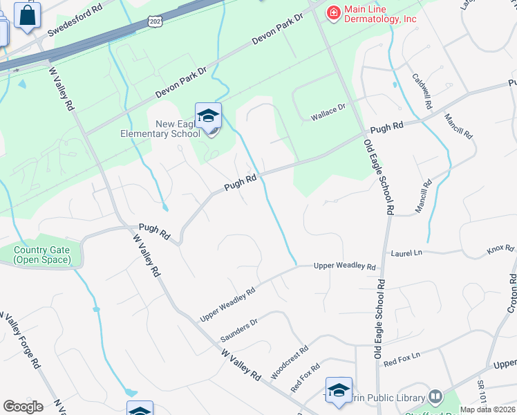 map of restaurants, bars, coffee shops, grocery stores, and more near 524 Pugh Rd in Wayne