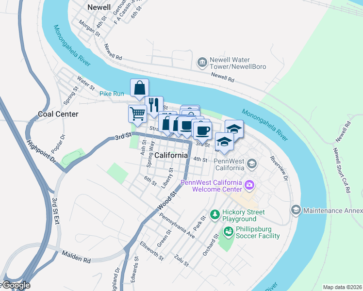 map of restaurants, bars, coffee shops, grocery stores, and more near 227 3rd Street in California