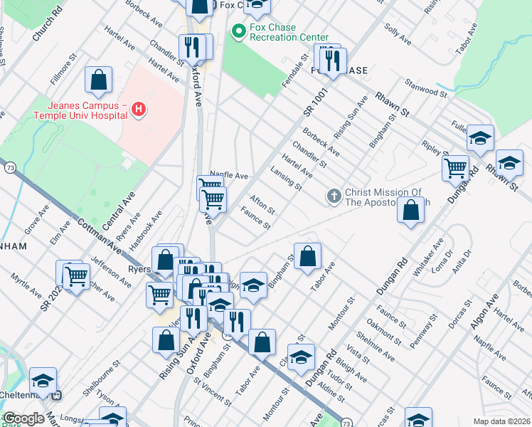 map of restaurants, bars, coffee shops, grocery stores, and more near 925 Faunce Street in Philadelphia