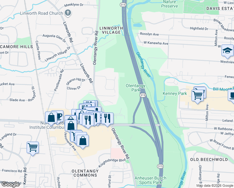 map of restaurants, bars, coffee shops, grocery stores, and more near 661 Slemmons Drive in Columbus