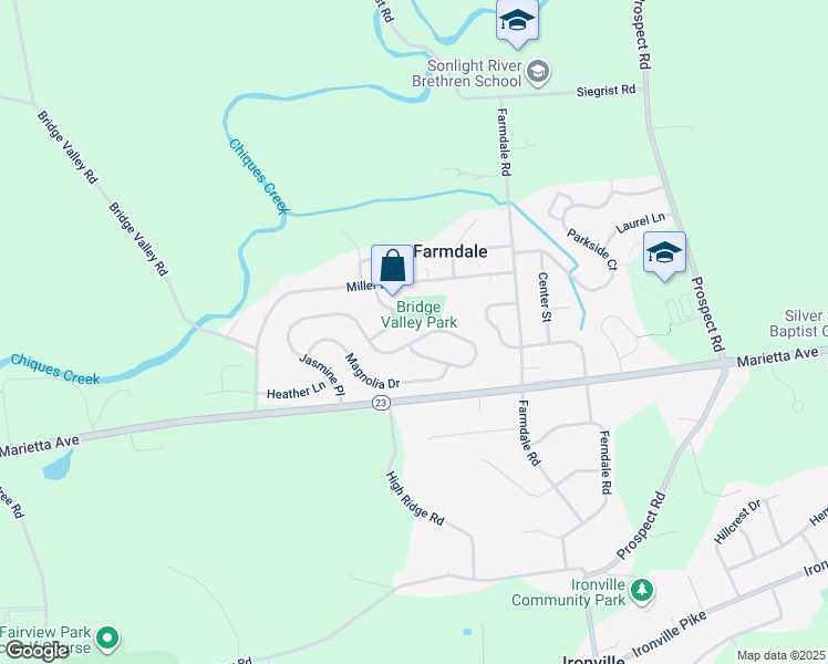 map of restaurants, bars, coffee shops, grocery stores, and more near 4111 Jasmine Place in Mount Joy