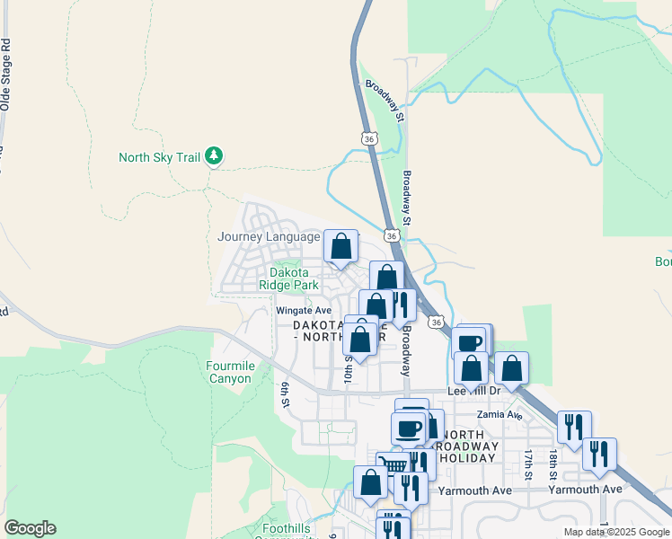 map of restaurants, bars, coffee shops, grocery stores, and more near 850 Laramie Boulevard in Boulder
