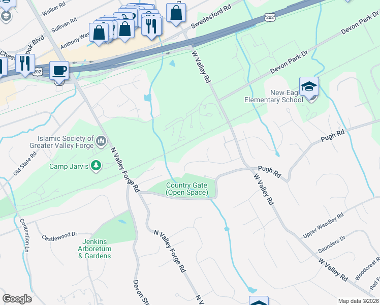 map of restaurants, bars, coffee shops, grocery stores, and more near 223 Country Gate Road in Wayne