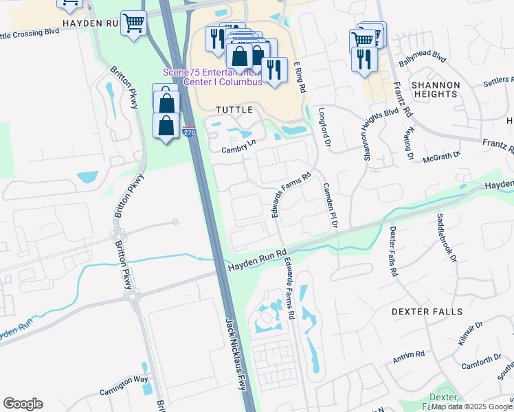 map of restaurants, bars, coffee shops, grocery stores, and more near 5541 Bowland Place South in Dublin