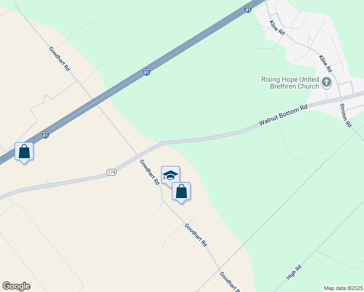 map of restaurants, bars, coffee shops, grocery stores, and more near 432 Walnut Bottom Road in Shippensburg