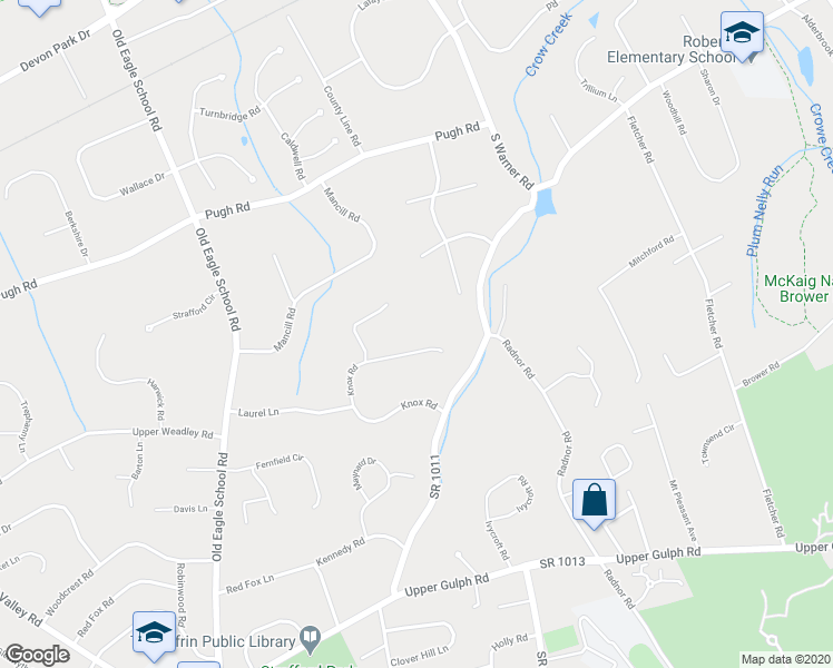 map of restaurants, bars, coffee shops, grocery stores, and more near 686 Knox Road in Wayne