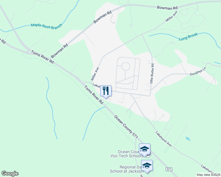 map of restaurants, bars, coffee shops, grocery stores, and more near 763 Lakehurst Avenue in Jackson Township
