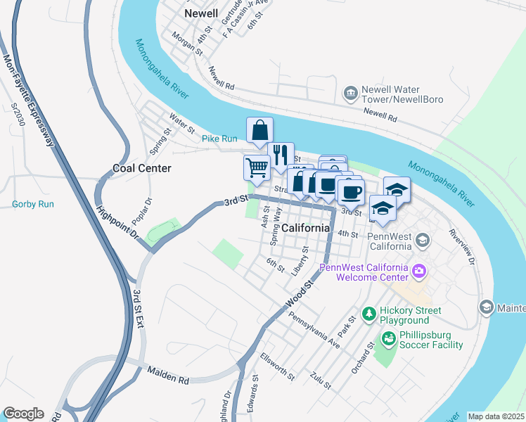 map of restaurants, bars, coffee shops, grocery stores, and more near 317 Ash Street in California