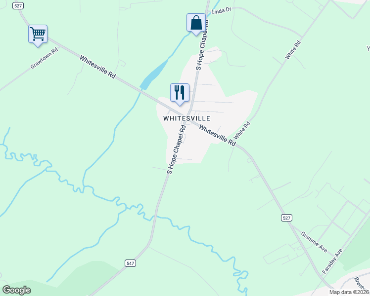 map of restaurants, bars, coffee shops, grocery stores, and more near 293 South Hope Chapel Road in Jackson Township