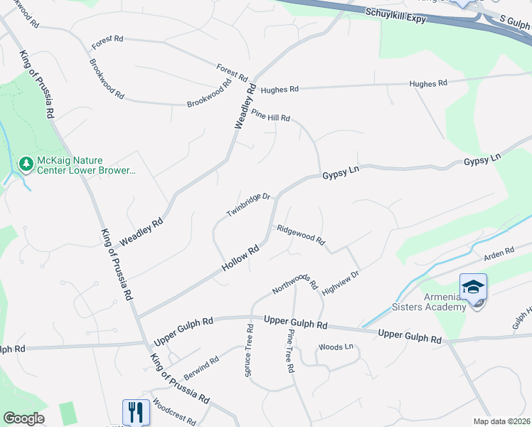 map of restaurants, bars, coffee shops, grocery stores, and more near 647 Hollow Road in Wayne