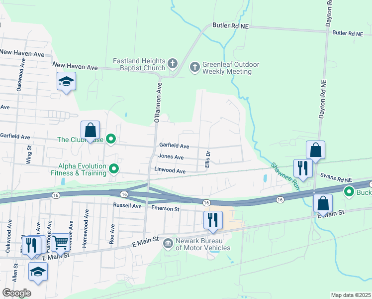 map of restaurants, bars, coffee shops, grocery stores, and more near 883 Garfield Avenue in Newark