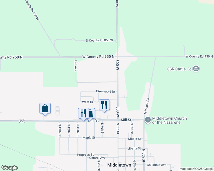map of restaurants, bars, coffee shops, grocery stores, and more near 813 Earl Avenue in Middletown