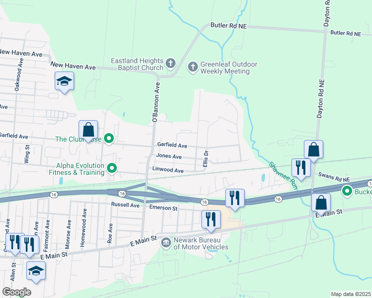 map of restaurants, bars, coffee shops, grocery stores, and more near 883 Garfield Avenue in Newark