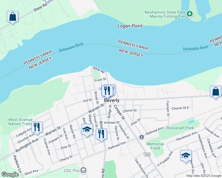 map of restaurants, bars, coffee shops, grocery stores, and more near in Beverly